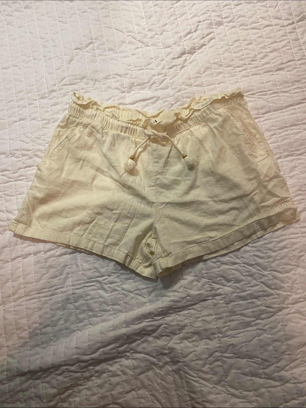 Hang Ten Light Cream Drawstring Linen Shorts